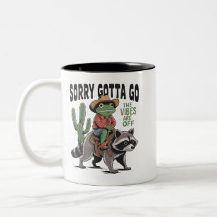 Caneca De Café Em Dois Tons Vibrações Estão Fora Desculpe Preciso Ir Sapo Vint