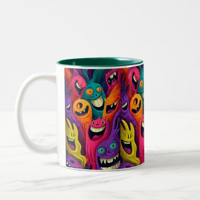 Caneca De Café Em Dois Tons Vibrant Abstract Cartoon Creature Mug (Esquerda)