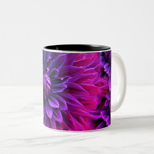Caneca De Café Em Dois Tons Vibrant Fractal Blossom Art (Frente Esquerda)