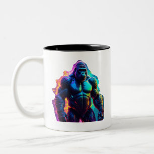 Caneca De Café Em Dois Tons Vibrant Neon Gorilla Art Impressão