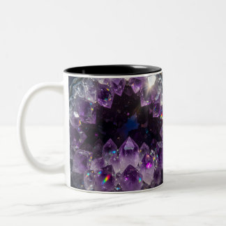 Caneca De Café Em Dois Tons Vibrante Cristal de Ametista Geodo | Brilhante
