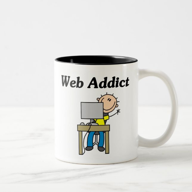 Caneca De Café Em Dois Tons Viciado em Internet (Direita)