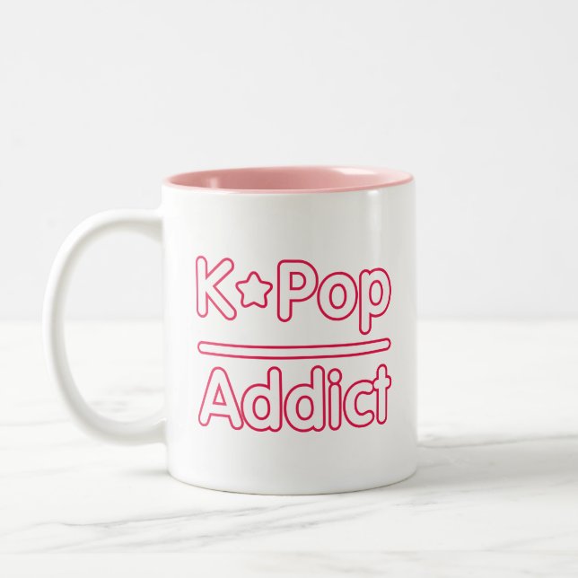 Caneca De Café Em Dois Tons Viciado em Kpop (Esquerda)