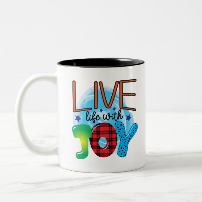 Caneca De Café Em Dois Tons Vida ao vivo com alegria (Esquerda)