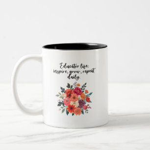 Caneca De Café Em Dois Tons Vida de Educador Inspire Cresça Repita Diariamente