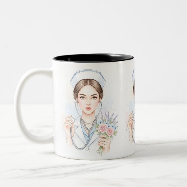 Caneca De Café Em Dois Tons Vida de Enfermeira – Força Suave (Esquerda)