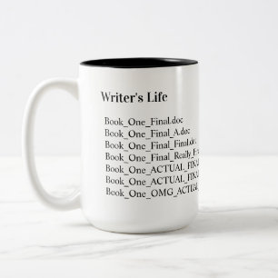 Caneca De Café Em Dois Tons Vida de Escritor Engraçado Nomes de Arquivos Rascu