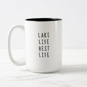 Caneca De Café Em Dois Tons Vida de Lago Rústica Casa de Lago Melhor Vida caba