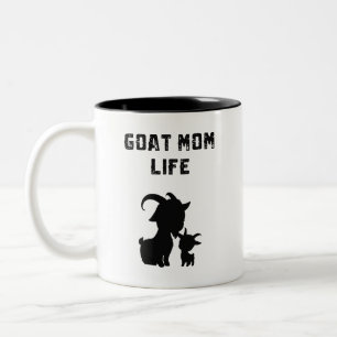 Caneca De Café Em Dois Tons Vida de Mãe Cabra Mamãe Amante de Animais de Fazen