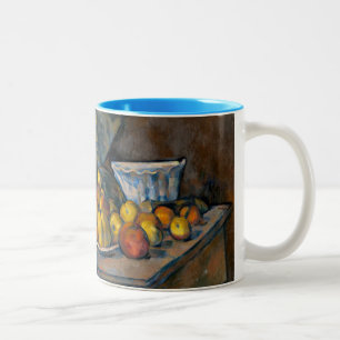 Caneca De Café Em Dois Tons Vida de Paul Cezanne ainda com maçãs e pêsseg