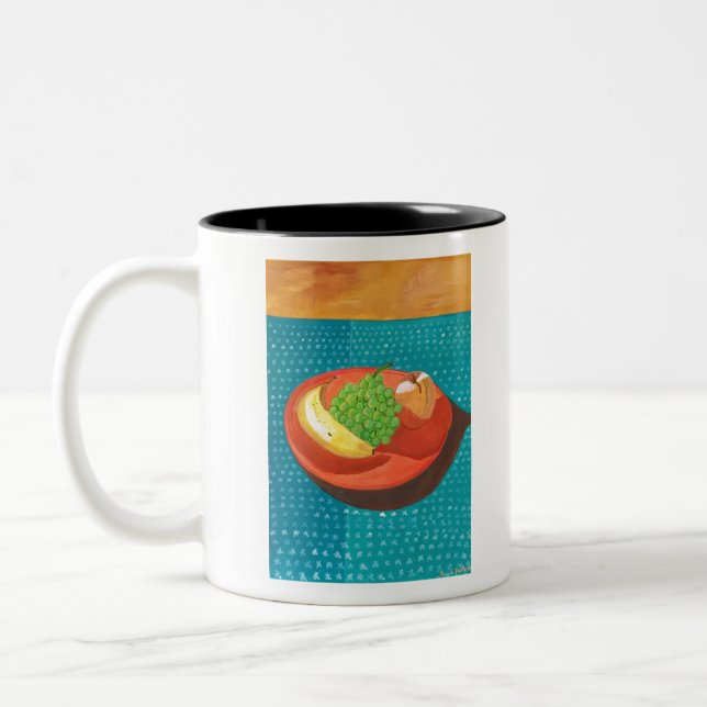 Caneca De Café Em Dois Tons Vida Estática - Fruta no Prato (Esquerda)