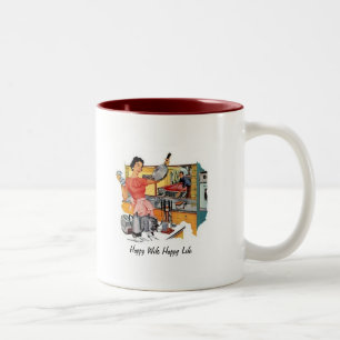 Caneca De Café Em Dois Tons Vida feliz da esposa feliz