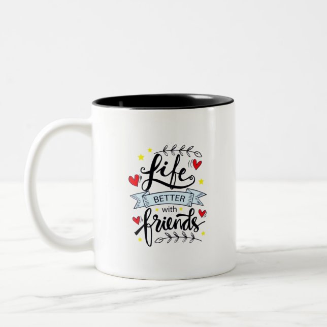 Caneca De Café Em Dois Tons Vida melhor com amigos (Esquerda)