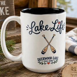 Caneca De Café Em Dois Tons Vida no Lago Remos Lago Deerwood 