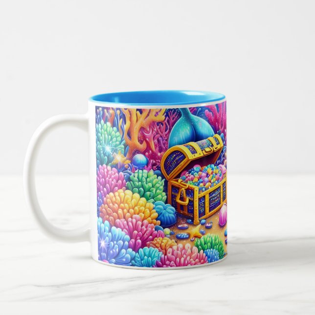 Caneca De Café Em Dois Tons Vida Oceânica (Esquerda)