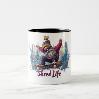 Caneca De Café Em Dois Tons Vida Partilhada - Gnomo Legal do Skateboard