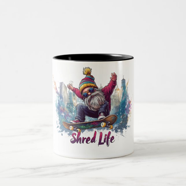 Caneca De Café Em Dois Tons Vida Partilhada - Gnomo Legal do Skateboard (Centro)