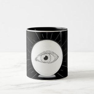 Caneca De Café Em Dois Tons Vidente Olho Vidente Bola de Cristal Esotérica