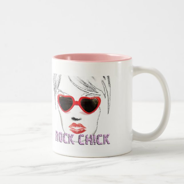 Caneca De Café Em Dois Tons Vidros do pintinho da rocha (Direita)
