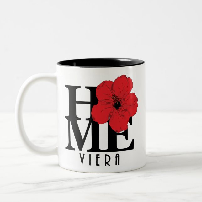 Caneca De Café Em Dois Tons Viera HOME Red Hibiscus 11oz (Esquerda)