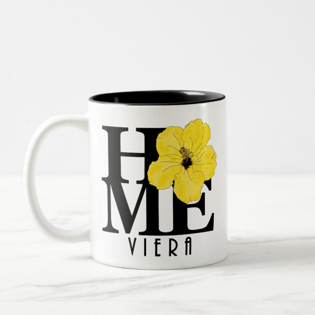 Caneca De Café Em Dois Tons Viera HOME Yellow Hibiscus 11oz (Esquerda)