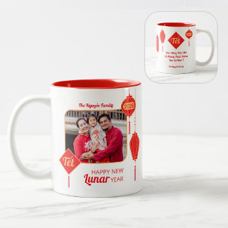 Caneca De Café Em Dois Tons Vietnamese Tết New Year Lantern Photo
