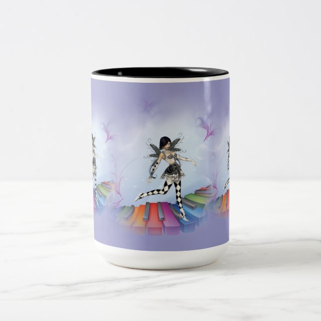 Caneca De Café Em Dois Tons Vignette Musical Keyboard Faerie (Centro)