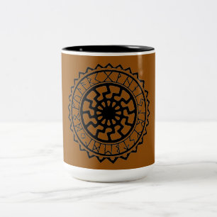 Caneca De Café Em Dois Tons Viking Celtic Sun Rune Calendário Cerâmico