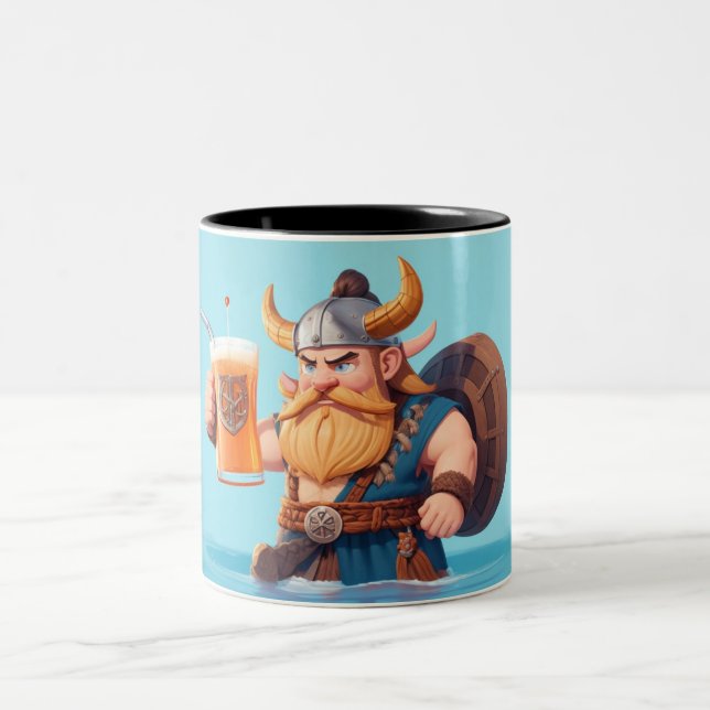 Caneca De Café Em Dois Tons Viking Man Driking Beer (Centro)