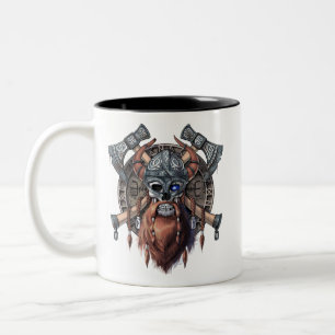 Caneca De Café Em Dois Tons Viking Warrior Skull