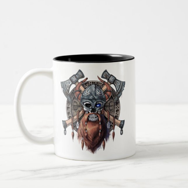 Caneca De Café Em Dois Tons Viking Warrior Skull (Esquerda)