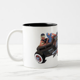 Caneca De Café Em Dois Tons Vince Crains High Octane Art, 1930 Rusty Rat Rod