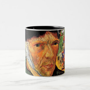 Caneca De Café Em Dois Tons Vincent Van Gogh - Autorretrato com Orelha Bandada