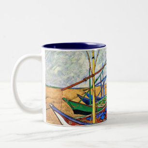 Caneca De Café Em Dois Tons Vincent van Gogh - barcos de pesca na praia