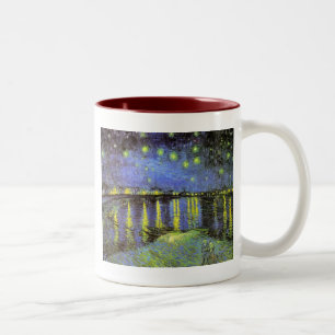 Caneca De Café Em Dois Tons Vincent van Gogh está na Noite Estrelada do Ródano