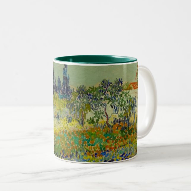 Caneca De Café Em Dois Tons Vincent Van Gogh Garden em Arles (Frente Esquerda)