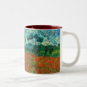 Caneca De Café Em Dois Tons Vincent Van Gogh Poppy Field Floral Vintage Art