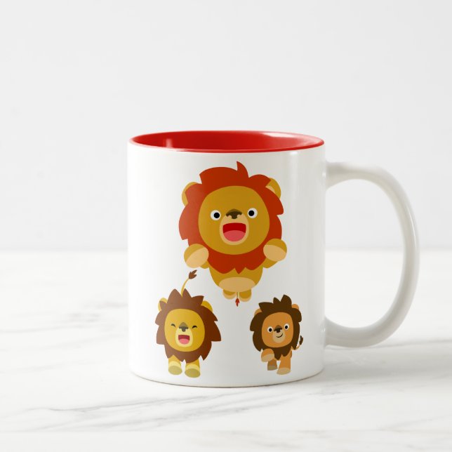 Caneca De Café Em Dois Tons "Vindo!" Três Cartoons Bonitos Lions Mug (Direita)