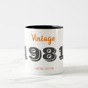 Caneca De Café Em Dois Tons Vintage 1981 edição limitada, 45.a oferta de anive