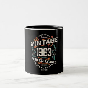 Caneca De Café Em Dois Tons Vintage, 60 anos, 1963 Man Myth Legend