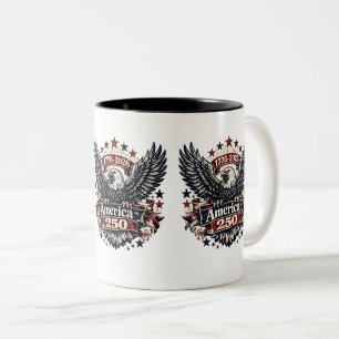 Caneca De Café Em Dois Tons Vintage América 250 Águia Careca 1776-2026 Patriót