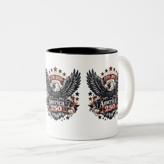 Caneca De Café Em Dois Tons Vintage América 250 Águia Careca 1776-2026 Patriót