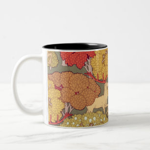 Caneca De Café Em Dois Tons Vintage art de cervo na floresta