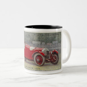 CANECA DE CAFÉ EM DOIS TONS VINTAGE AUTO ILUSTRATION, CARTÃO CIG 1929 RACER