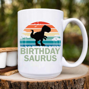 Caneca De Café Em Dois Tons Vintage Birthday Dinossaur para melhor amigo