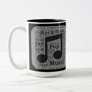 Caneca De Café Em Dois Tons Vintage Black & White Music Genes
