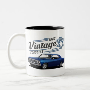 Caneca De Café Em Dois Tons Vintage Blue Chevelle