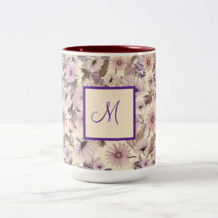 Caneca De Café Em Dois Tons Vintage Boho Selvagens Com Monograma