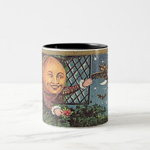 Caneca De Café Em Dois Tons Vintage Cantando Homem-Abóbora