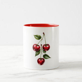 Caneca De Café Em Dois Tons ​Vintage Cherry Illustration Coffee Mug